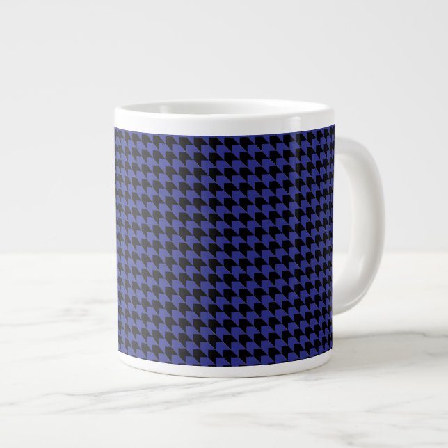 Chevron Check Blue and Black Large Coffee Mug (Front Right)