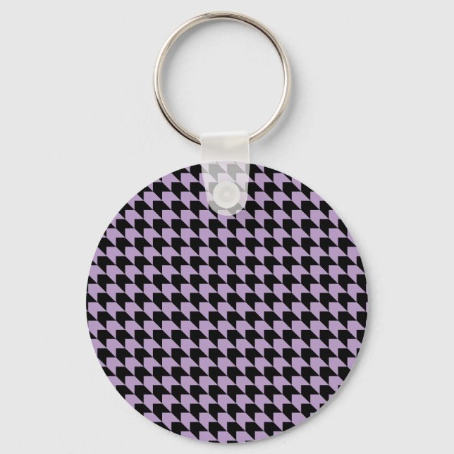 Chevron Checks Lilac and Black Keychain (Front)