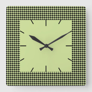 Chevron Checks Mint and Black Square Wall Clock