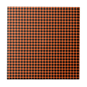 Chevron Checks Orange and Black Tile