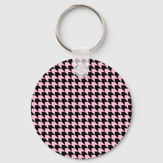 Chevron Checks Pink and Black Keychain (Front)
