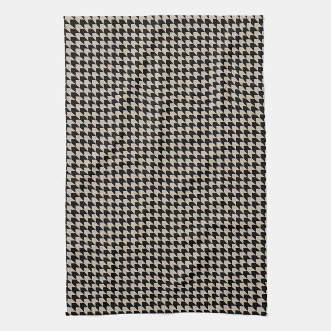 Chevron Checks Tan and Black Kitchen Towel (Vertical)
