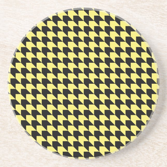 Chevron Checks Yellow and Black Coaster (Front)