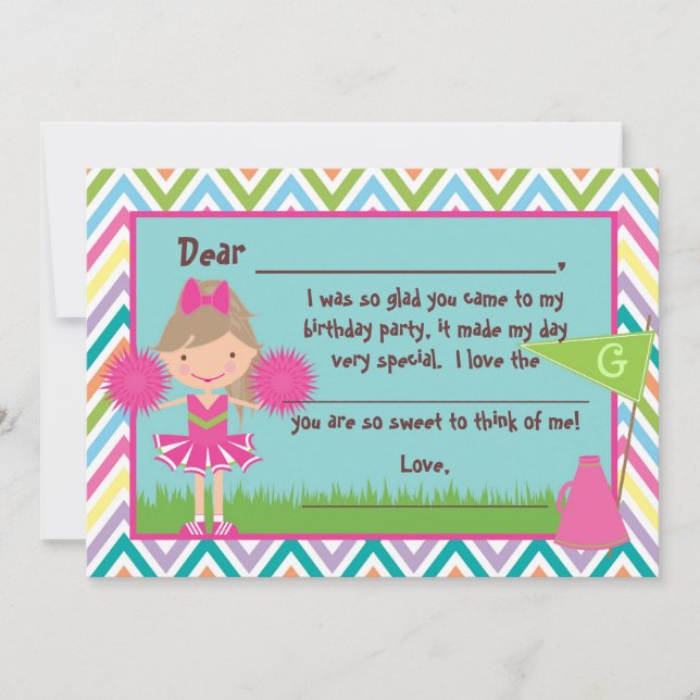 Chevron Cheer Flat Thank You Notes (Front)