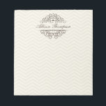 Chevron Chic Personalized Desk Notepad | Beige<br><div class="desc">An elegant and subtle chevron background and curly scroll border around your name makes this notepad a lovely gift for moms,  teachers,  or just for yourself.  Perfect for writing notes to school,  making to do lists,  or leaving love notes.</div>