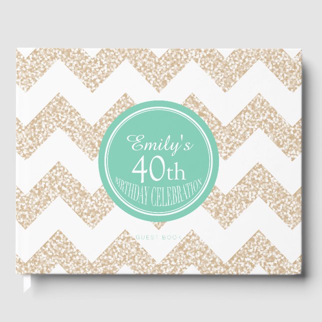 Chevron Choose Colour 40th Birthday Guest Book (Front)
