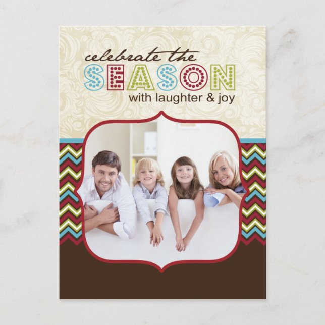 Chevron Christmas Photo Post Cards (Front)