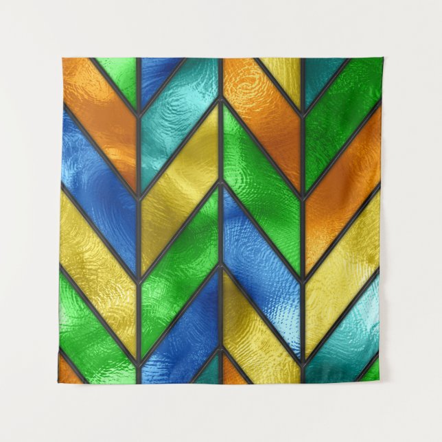 Chevron Coloured Glass Texture Tapestry (Front)