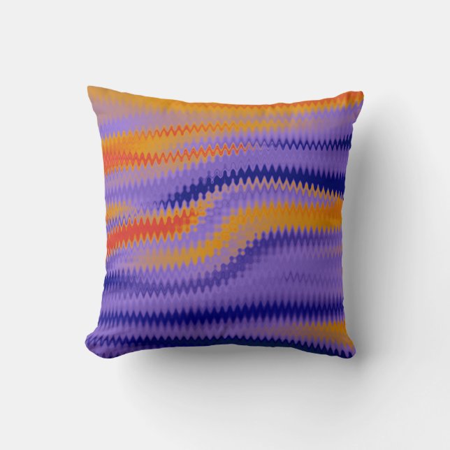 Chevron Coloured Waves Paint Art Design Abstract Throw Pillow (Front)