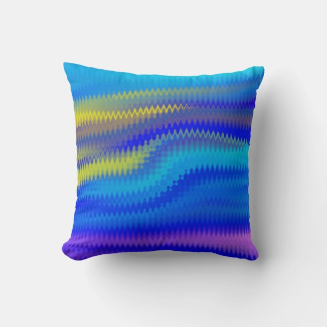 Chevron Colourful Waves Paint Art Design Abstract Throw Pillow (Front)