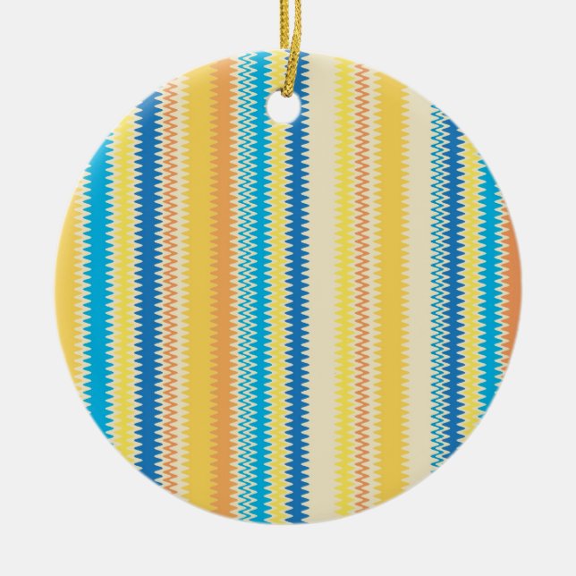 Chevron Colourful Zigzag Stripe Decorative Ceramic Ornament (Front)