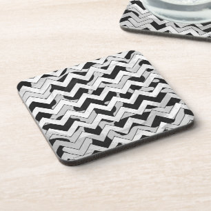 Chevron Cow Black and White Coaster