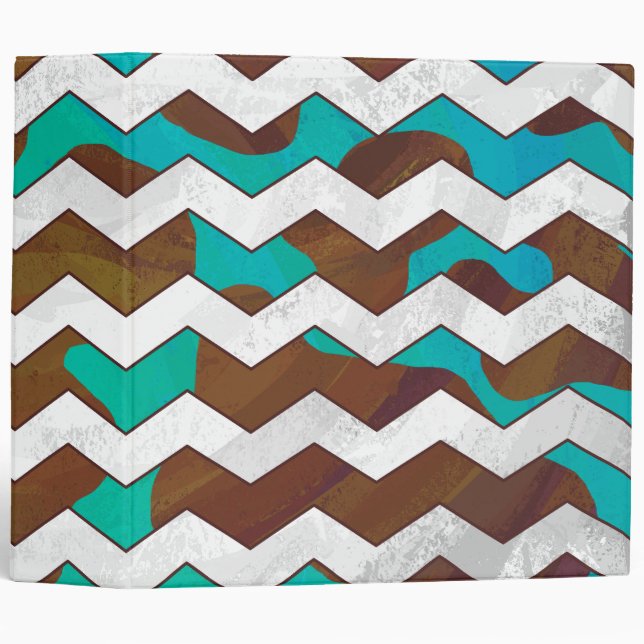 Chevron Cow Brown and Teal Print Binder (Front/Spine)
