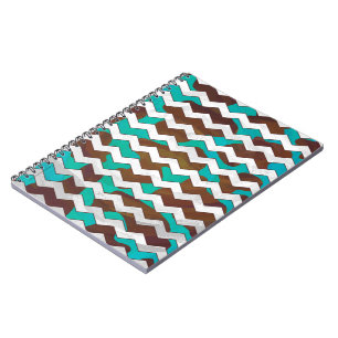 Chevron Cow Brown and Teal Print Notebook