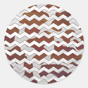 Chevron Cow Brown and White Print Classic Round Sticker