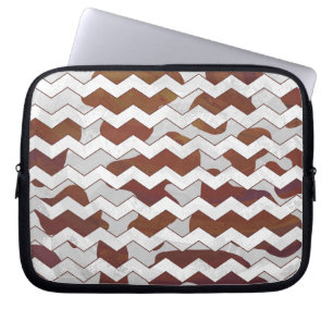 Chevron Cow Brown and White Print Laptop Sleeve