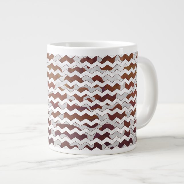 Chevron Cow Brown and White Print Large Coffee Mug (Front Right)