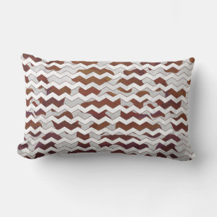 Chevron Cow Brown and White Print Lumbar Pillow