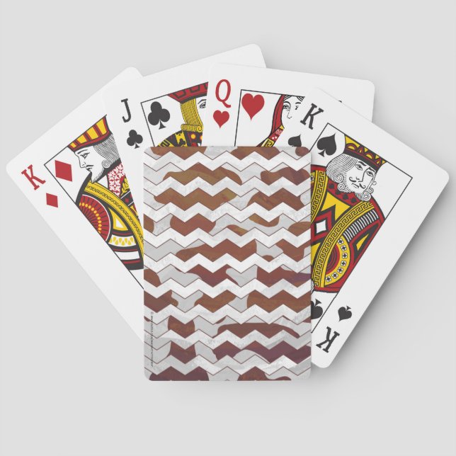 Chevron Cow Brown and White Print Playing Cards (Back)