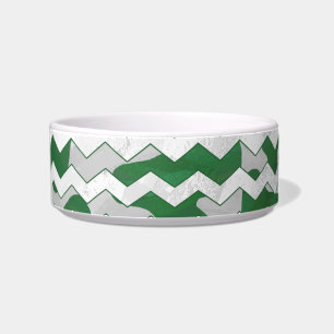 Chevron Cow Green and White Print Bowl