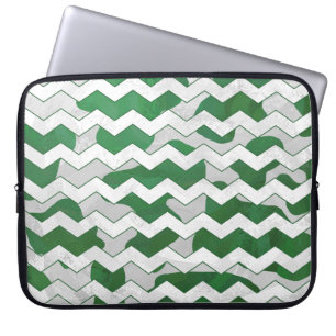 Chevron Cow Green and White Print Laptop Sleeve
