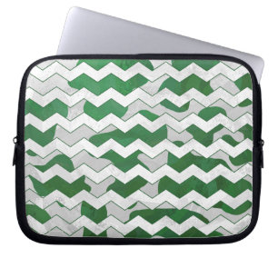 Chevron Cow Green and White Print Laptop Sleeve