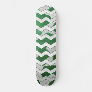 Chevron Cow Green and White Print Skateboard