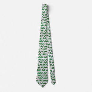 Chevron Cow Green and White Print Tie