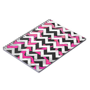 Chevron Cow Hot Pink and Black Print Notebook