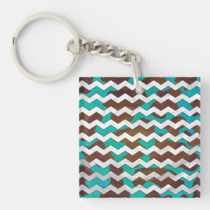Chevron Cow Impression Brown et Turquoise