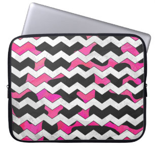 Chevron Cow Pink and Black Laptop Sleeve