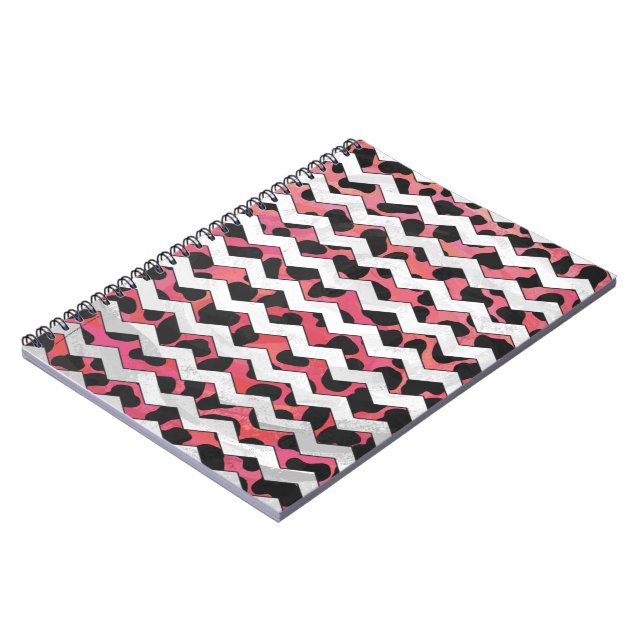 Chevron Cow Pink and Black Notebook (Left Side)