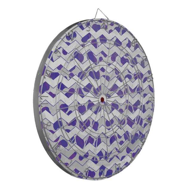 Chevron Dalmatian Purple and White Dartboard (Front Left)