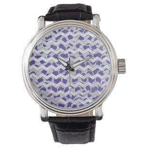 Chevron Dalmatian Purple and White Watch