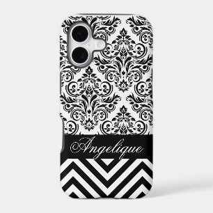 Chevron Damask Designer black white