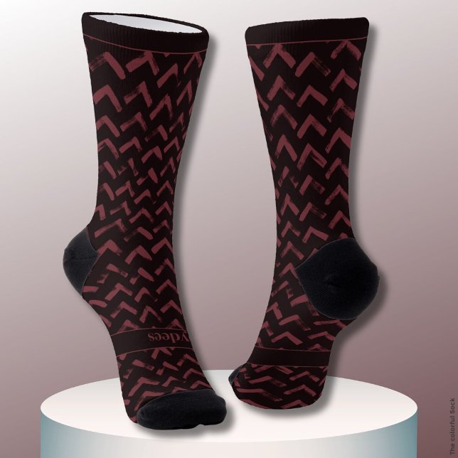 Chevron Dark Red and Red Name Socks (Creator Uploaded)