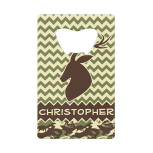 Chevron Deer Buck Camouflage Personalize Credit Card Bottle Opener