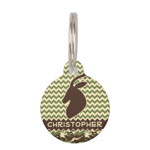 Chevron Deer Buck Camouflage Personalize Pet Tag