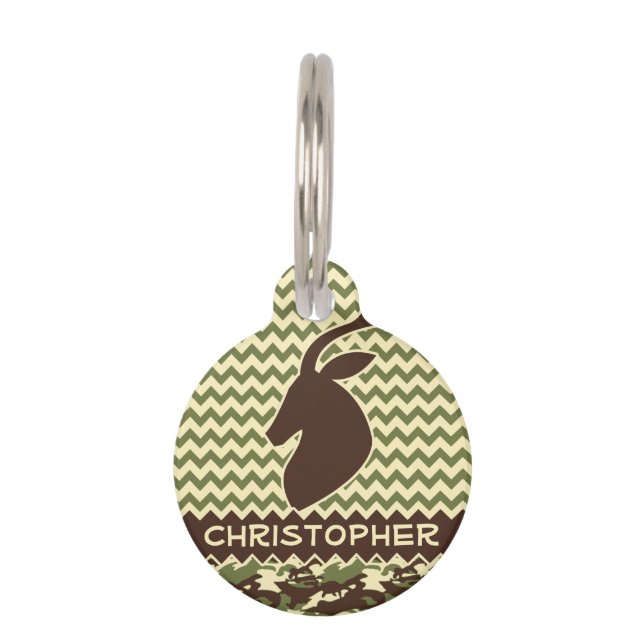 Chevron Deer Buck Camouflage Personalize Pet Tag (Front)