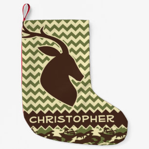 Chevron Deer Buck Camouflage Personalize Small Christmas Stocking