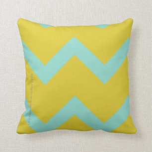 Chevron Designer Pillow: aqua+chartreuse Throw Pillow
