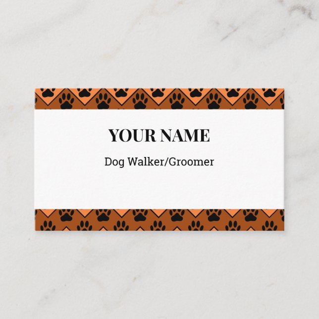 Chevron Dog Walker Groomer  Business Card (Front)