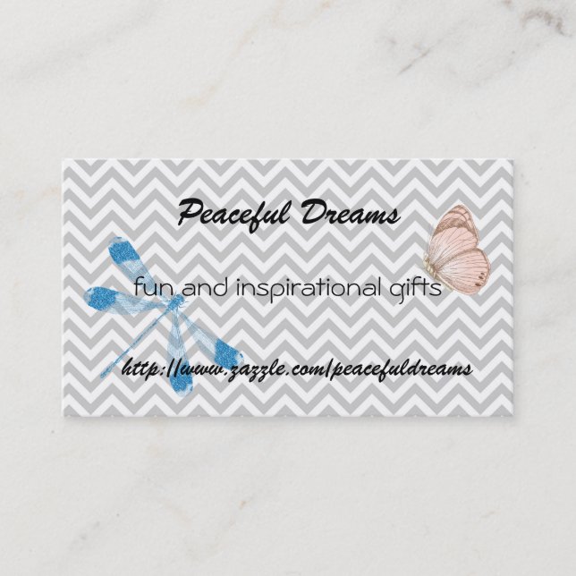 Chevron Dragonfly and Butterfly Business Card (Front)