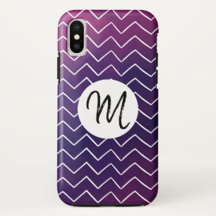 chevron drawn pattern Monogram Script Case-Mate iPhone Case