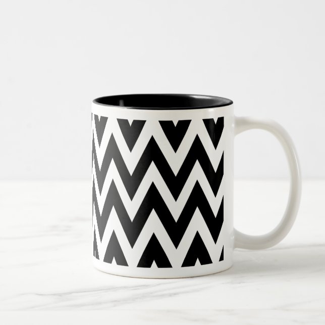 Chevron Dreams black and white Coffee Two-Tone Coffee Mug (Right)