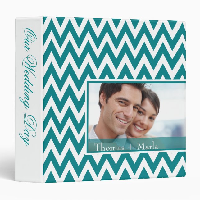 Chevron Dreams Wedding Photo Album | teal Binder (Front/Spine)