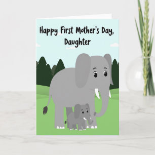 Chevron Elephant Mom First Day Card