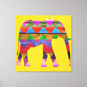 Chevron Elephant Pattern Canvas Print