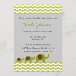 Chevron Elephants Invitation