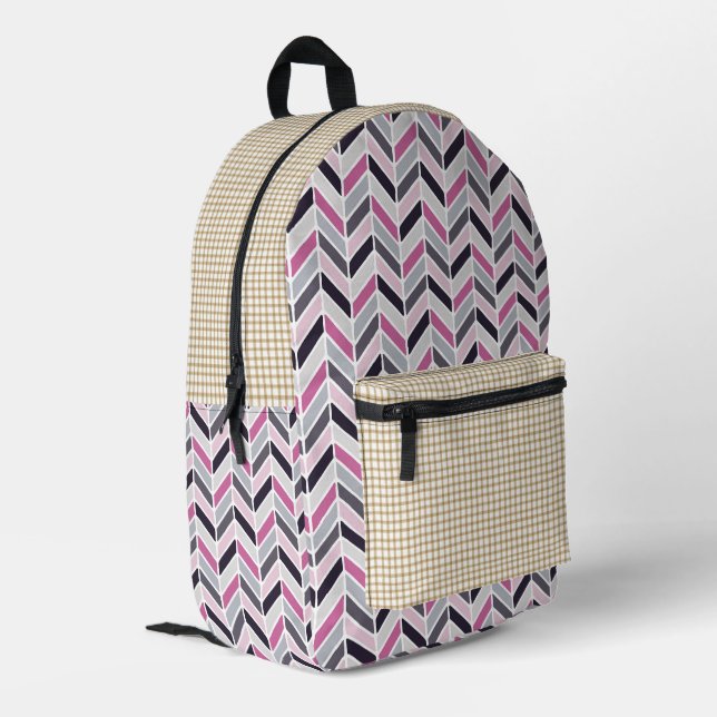 Chevron et Check Motif Print Cut Sew sac à dos (Coin arrière gauche)